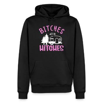 Camping camping-car - Sweat à capuche Premium bio Homme - noir - Devant - Nico (187cm)