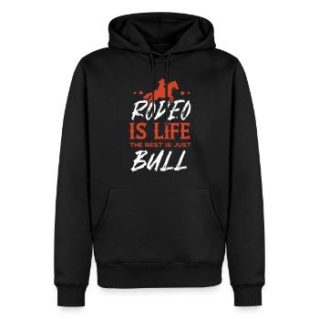 Rodéo, Équitation western, Amoureux des chevaux - Sweat à capuche Premium bio Homme - noir - Devant - Nico (187cm)