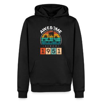 1951 Anniversaire Naissance Année de naissance millésime - Sweat à capuche Premium bio Homme - noir - Devant - Nico (187cm)