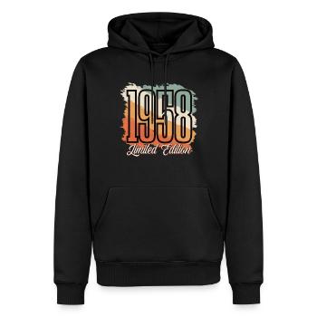 1958 Geburtsjahr Geburtstag Baujahr Vintage Retro - Männer Premium Bio Hoodie - Schwarz - Vorne - Nico (187cm)