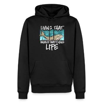 Walbeobachtung, Meeresbiologie, Meereswissenschaft - Männer Premium Bio Hoodie - Schwarz - Vorne - Nico (187cm)