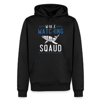 Baleines, baleines, observation des baleines, observation des baleines - Sweat à capuche Premium bio Homme - noir - Devant - Nico (187cm)