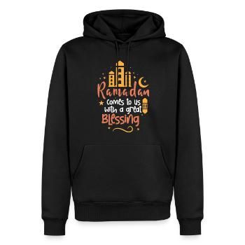 Ramadan, Rabian, Musulman, Islamique - Sweat à capuche Premium bio Homme - noir - Devant - Nico (187cm)