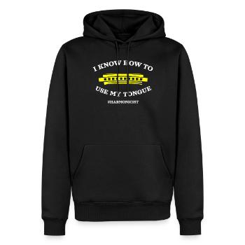 Harmonica player, Harmonica music - Men’s Premium Organic Hoodie - black - Front - Nico (187cm)