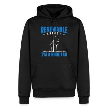 Erneuerbare Energien, E-Cars, EV Life, EV-Treiber - Männer Premium Bio Hoodie - Schwarz - Vorne - Nico (187cm)