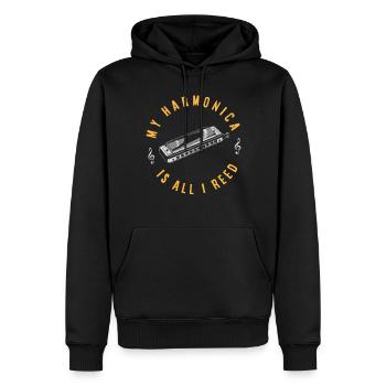 Harmonica player, Unny harmonica - Men’s Premium Organic Hoodie - black - Front - Nico (187cm)