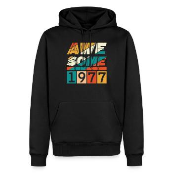 1977 Naissance Anniversaire Année de naissance millésime - Sweat à capuche Premium bio Homme - noir - Devant - Nico (187cm)