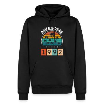 1992 Anniversaire Naissance Année de naissance millésime - Sweat à capuche Premium bio Homme - noir - Devant - Nico (187cm)