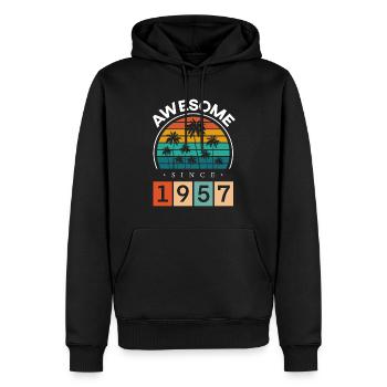 1957 Anniversaire Naissance Année de naissance millésime - Sweat à capuche Premium bio Homme - noir - Devant - Nico (187cm)