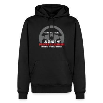 Permis de conduire - Sweat à capuche Premium bio Homme - noir - Devant - Nico (187cm)