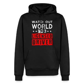 Neuer Führerschein - Männer Premium Bio Hoodie - Schwarz - Vorne - Nico (187cm)