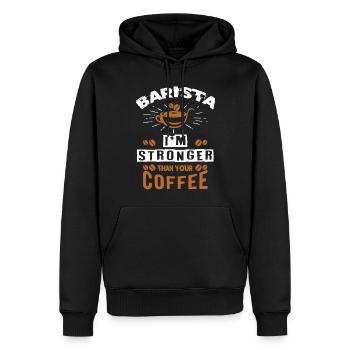 Barista, machine à café - Sweat à capuche Premium bio Homme - noir - Devant - Nico (187cm)
