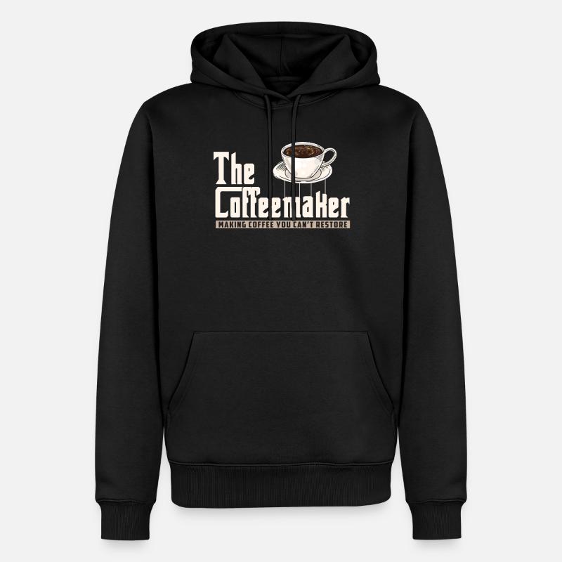 Barista, machine à café - Sweat à capuche Premium bio Homme - noir