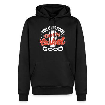Gardiens de cadavres, pompes funèbres, salons funéraires - Sweat à capuche Premium bio Homme - noir - Devant - Nico (187cm)