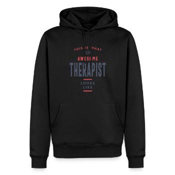Therapist - Men’s Premium Organic Hoodie - black - Front - Nico (187cm)