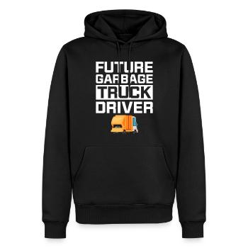 Chauffeur de camion à ordures - Sweat à capuche Premium bio Homme - noir - Devant - Nico (187cm)
