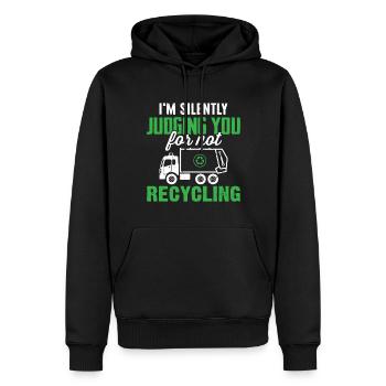 Chauffeur de camion à ordures - Sweat à capuche Premium bio Homme - noir - Devant - Nico (187cm)
