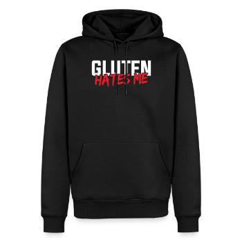 Allergie au gluten, sans gluten - Sweat à capuche Premium bio Homme - noir - Devant - Nico (187cm)