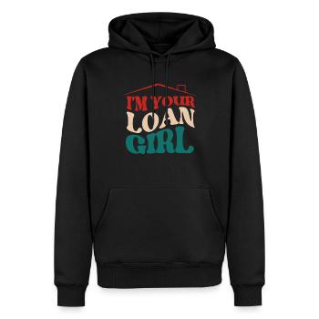 Kreditsachen, Hypothek, Kredithilfenfliegerin - Männer Premium Bio Hoodie - Schwarz - Vorne - Nico (187cm)