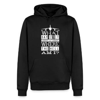 Flugbegleiter, Für Flugbegleiter, Flugbegleiter - Männer Premium Bio Hoodie - Schwarz - Vorne - Nico (187cm)