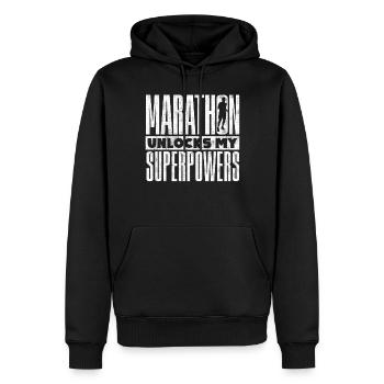 Marathonien - Sweat à capuche Premium bio Homme - noir - Devant - Nico (187cm)