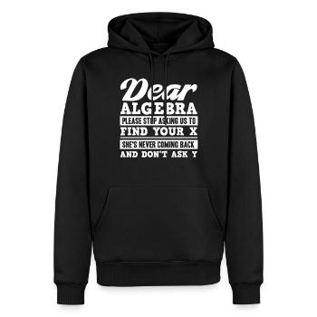 Algèbre, Analyse, Science, Mathématiques - Sweat à capuche Premium bio Homme - noir - Devant - Nico (187cm)