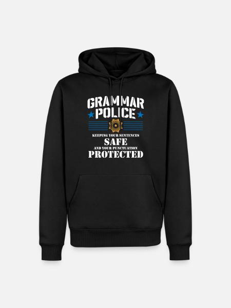 Grammatikpolizei - Englischlehrer - Männer Premium Bio Hoodie - Schwarz