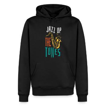 Musique jazz - Musiciens de jazz - Sweat à capuche Premium bio Homme - noir - Devant - Nico (187cm)