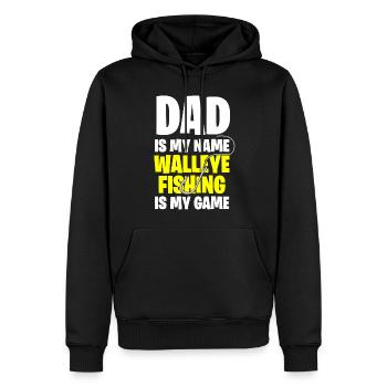 Pêche à la perche, poisson, perche, pêche à la perche - Sweat à capuche Premium bio Homme - noir - Devant - Nico (187cm)