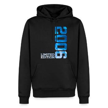 20E ANNIVERSAIRE ÉDITION LIMITÉE 2006 - Sweat à capuche Premium bio Homme - noir - Devant - Nico (187cm)