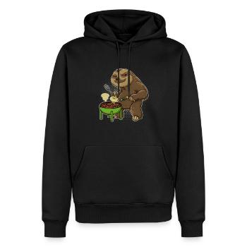 Faultier Grillekönig Grillmeister Grillzange Grill - Männer Premium Bio Hoodie - Schwarz - Vorne - Nico (187cm)