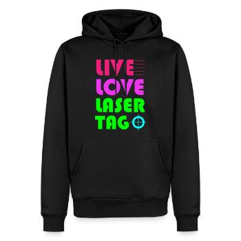 Laser Tag, Laser - Men’s Premium Organic Hoodie - black - Front - Nico (187cm)
