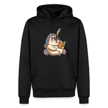 Licorne Reading Livres - Sweat à capuche Premium bio Homme - noir - Devant - Nico (187cm)