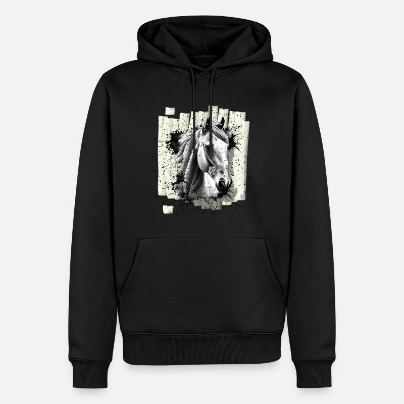 Cheval - Sweat à capuche Premium bio Homme - noir