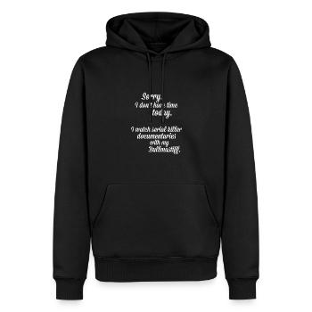 I watch documentaries with my Bullmastiff - Men’s Premium Organic Hoodie - black - Front - Nico (187cm)