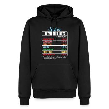 Valeurs nutritionnelles des sœurs Journée nationale des sœurs - Sweat à capuche Premium bio Homme - noir - Devant - Nico (187cm)