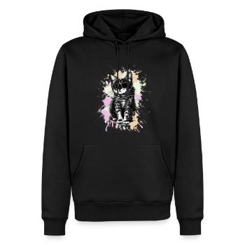 Coole Katze Mit Sonnenbrille - Männer Premium Bio Hoodie - Schwarz - Vorne - Nico (187cm)