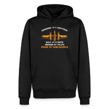 Mécanicien d’aéronefs - Sweat à capuche Premium bio Homme - noir - Devant - Nico (187cm)