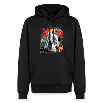Cheval - Sweat à capuche Premium bio Homme - noir - Devant - Nico (187cm)