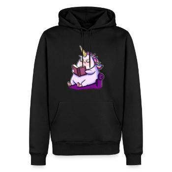 Einhorn Lesen Buch Bücher - Männer Premium Bio Hoodie - Schwarz - Vorne - Nico (187cm)