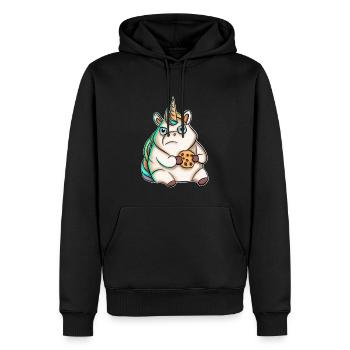 Biscuit licorne - Sweat à capuche Premium bio Homme - noir - Devant - Nico (187cm)
