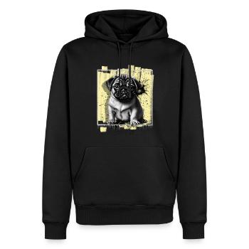 Chien carlin - Sweat à capuche Premium bio Homme - noir - Devant - Nico (187cm)
