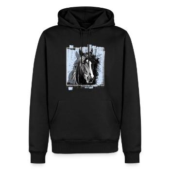 Cheval - Sweat à capuche Premium bio Homme - noir - Devant - Nico (187cm)