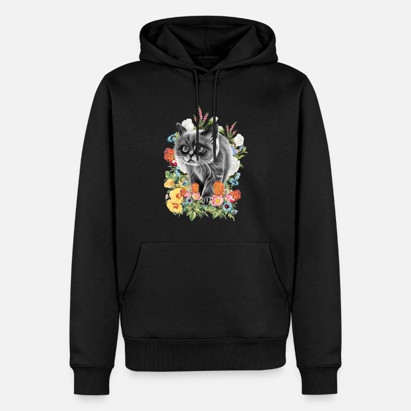 Fleurs de chat - Sweat à capuche Premium bio Homme - noir
