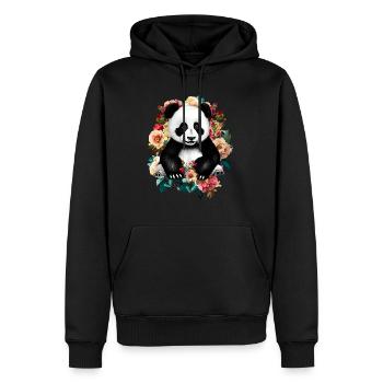 Fleurs de panda - Sweat à capuche Premium bio Homme - noir - Devant - Nico (187cm)
