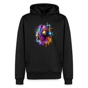 Petit Ours Coloré - Sweat à capuche Premium bio Homme - noir - Devant - Nico (187cm)