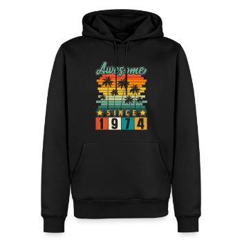 1974 Anniversaire Naissance Année de naissance Millésime - Sweat à capuche Premium bio Homme - noir - Devant - Nico (187cm)