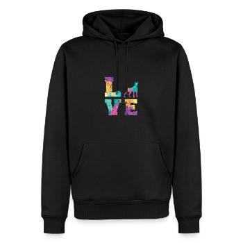 Amour de doberman - Sweat à capuche Premium bio Homme - noir - Devant - Nico (187cm)