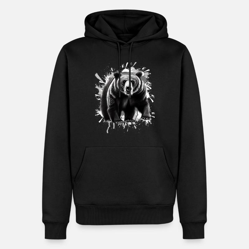 Ours - Sweat à capuche Premium bio Homme - noir