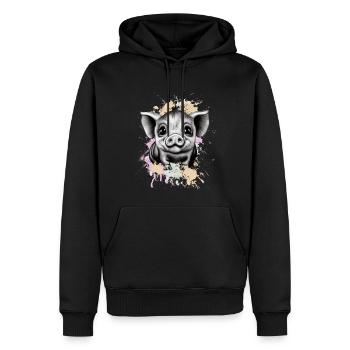 Schwein - Männer Premium Bio Hoodie - Schwarz - Vorne - Nico (187cm)